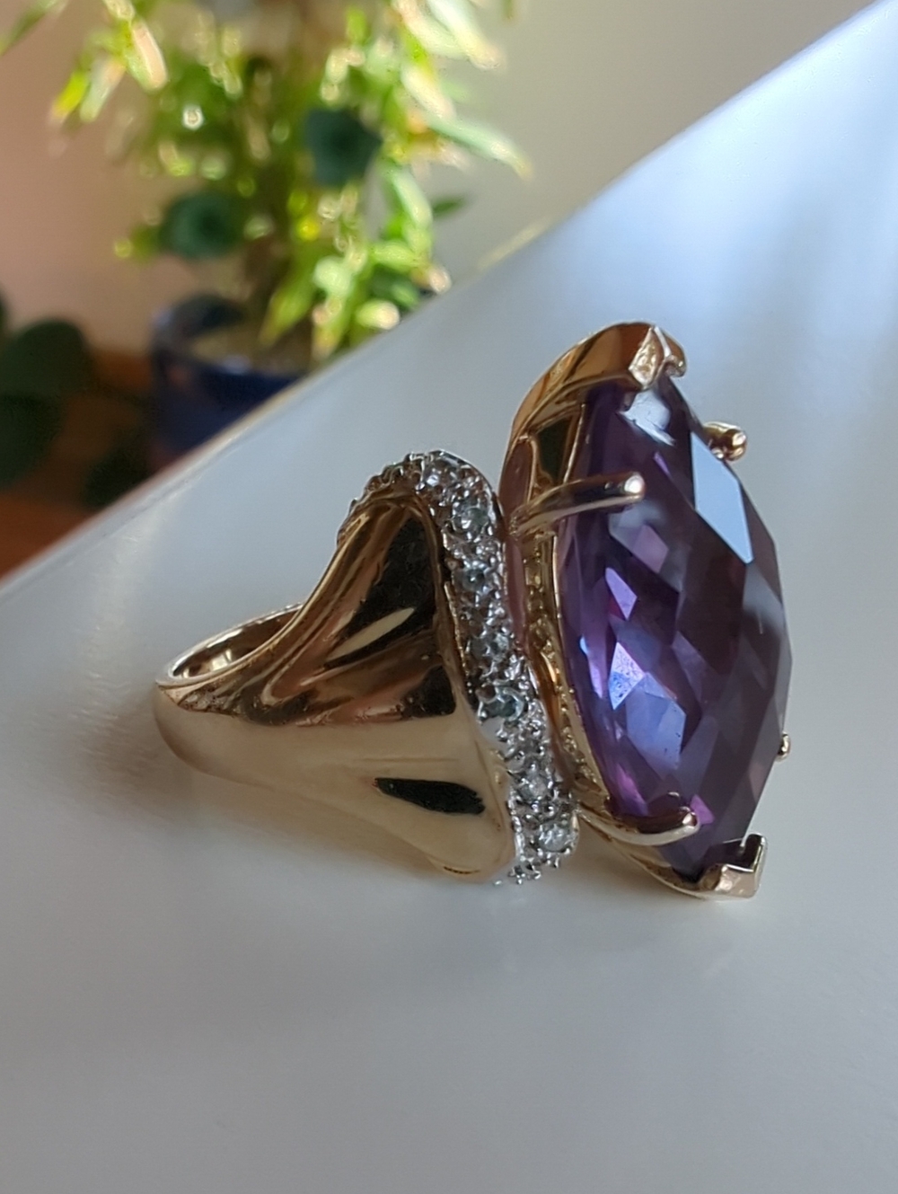 Color Changing Sapphire Marquise Cut Ring Size 7